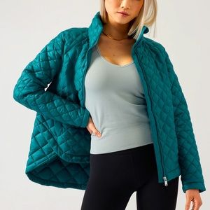 Athleta Whisper Featherless Jacket, Borealis Green, XS